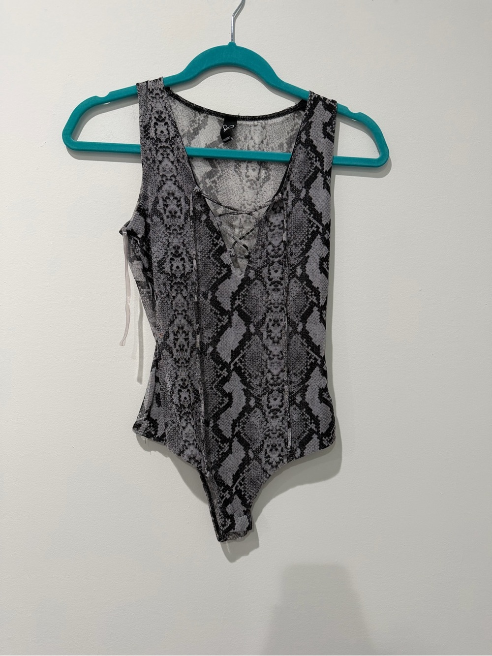 Windsor Snake-Print Lace Bodysuit - Black & Gray